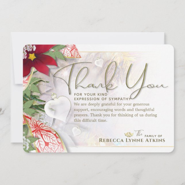 Holiday Heart Sympathy Thank You Card (Front)