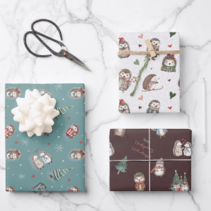 Holiday Hedgehogs Seasonal Wrapping Paper