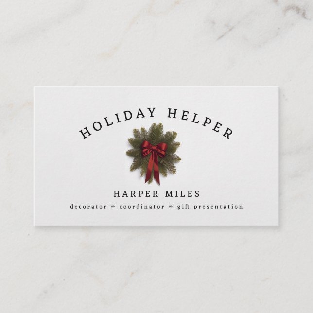holiday helper wreath business card (Front)