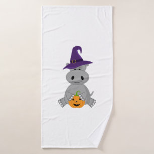 Holiday Hippo Halloween Witch Hippo Bath Towel