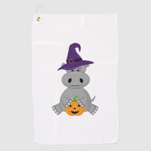 Holiday Hippo Halloween Witch Hippo Golf Towel