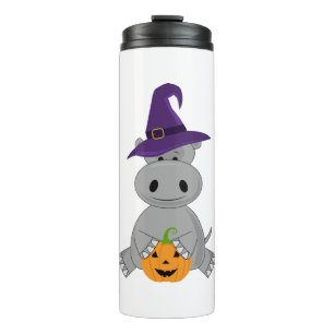 Holiday Hippo Halloween Witch Hippo Thermal Tumbler