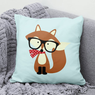 Holiday Hipster Brown Fox Cushion