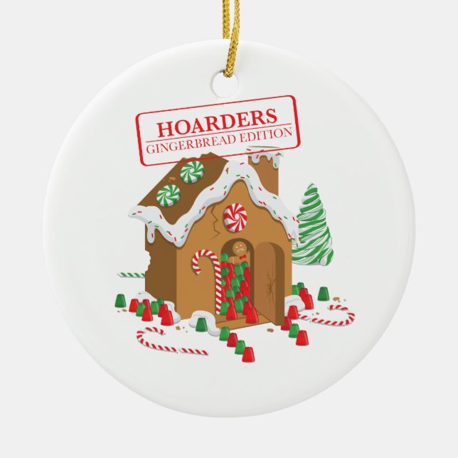 Holiday Hoarders Ceramic Ornament (Front)