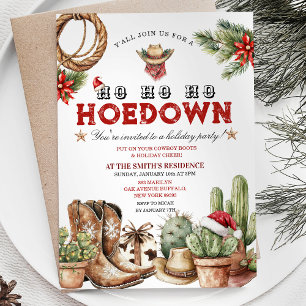 Holiday Hoedown Cowboy Christmas Party Invite