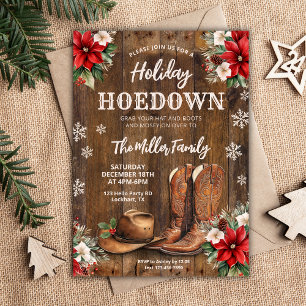 Holiday Hoedown, Western Christmas Party, Cowboy Invitation