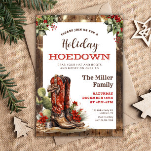 Holiday Hoedown Western Christmas Party Cowboy Invitation
