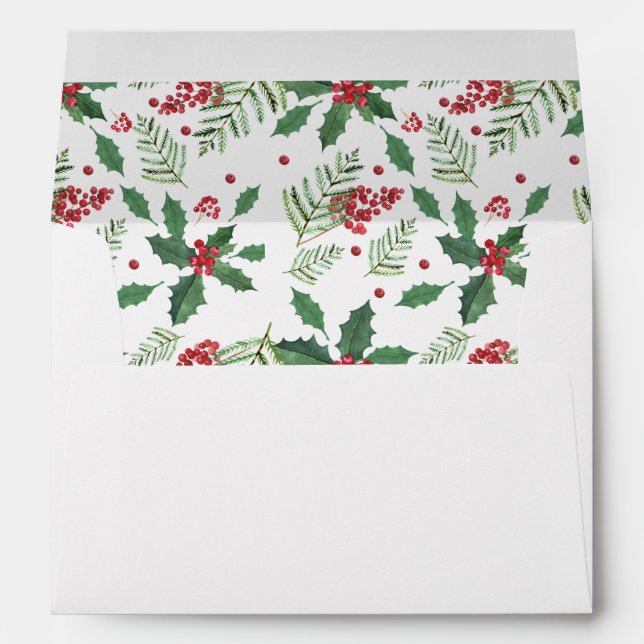 Holiday Holly & Berries Envelope (Back (Bottom))
