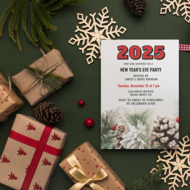 Holiday Holly Christmas 2025 New Year's Eve  Invitation (Creator Uploaded)