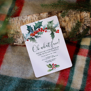 Holiday Holly Christmas Invitation
