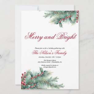 Holiday Holly Christmas Party Card