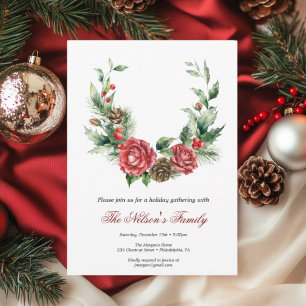 Holiday Holly Christmas Party Card