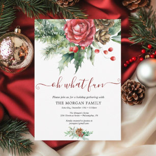 Holiday Holly Christmas Party Card