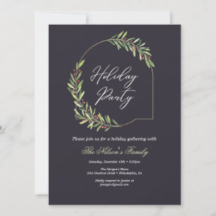 Holiday Holly Christmas Party Card