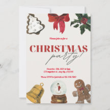 Holiday Holly Christmas Party Invitation