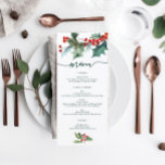 Holiday Holly Christmas Wedding Bridal Shower Menu<br><div class="desc">This beautiful menu is perfect for your next event! Easily edit the menu items and display this beautiful design on each plate!

See the entire collection for more matching items!</div>