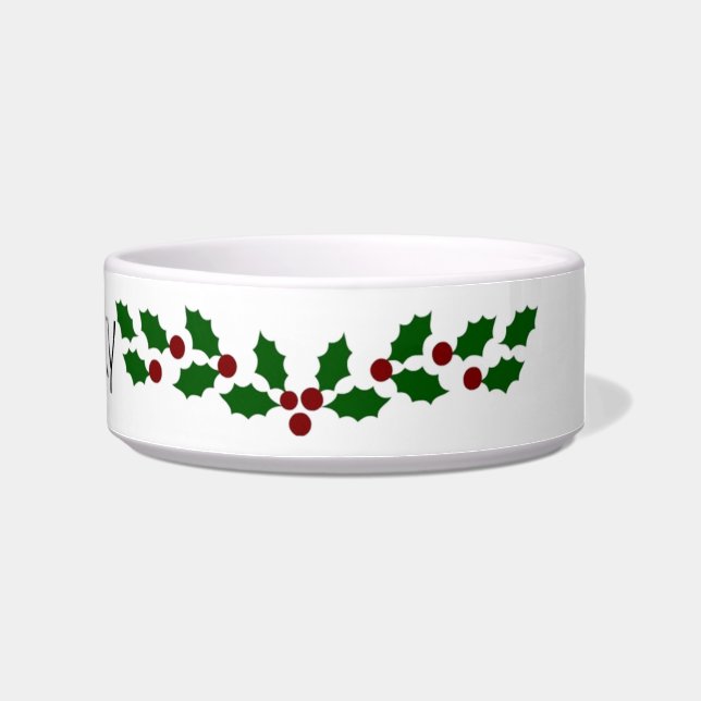 Holiday Holly Customisable Pet Bowl (Right)