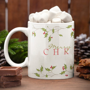 Holiday Holly Editable Mug