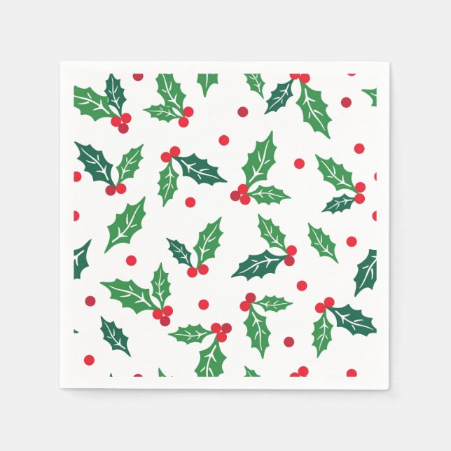 Holiday Holly Paper Napkins (Front)