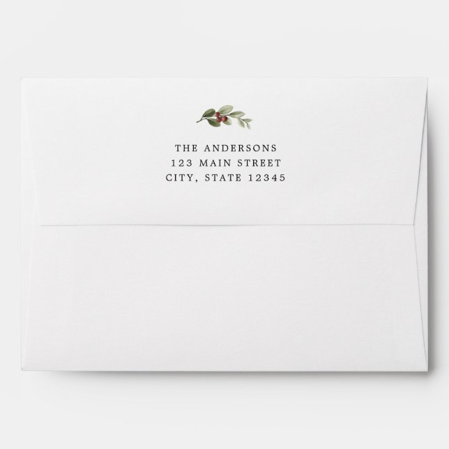 Holiday Holly Return Address Envelope (Back (Top Flap))