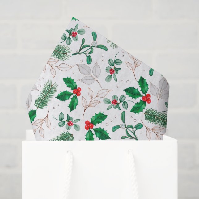 Holiday Holly Tissue Paper Tissue Paper (Gift Bag)