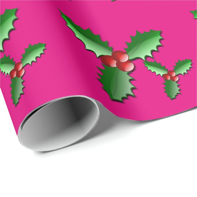 Holiday Holly Wrapping Paper (Roll Corner)