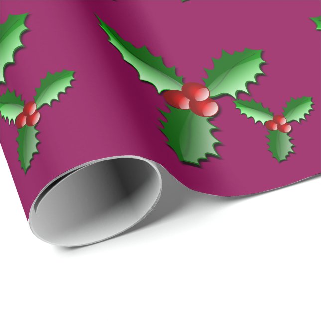 Holiday Holly Wrapping Paper (Roll Corner)