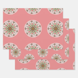 Holiday holly wrapping paper sheet