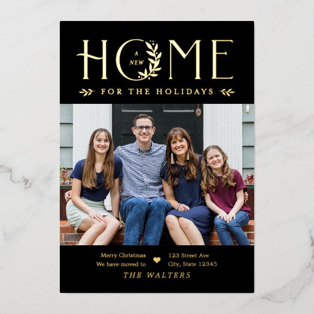 Holiday Home Foil Holiday Card Editable Colour (Front)