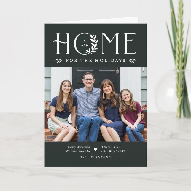 Holiday Home Moving Announcement Christmas Card (Front)