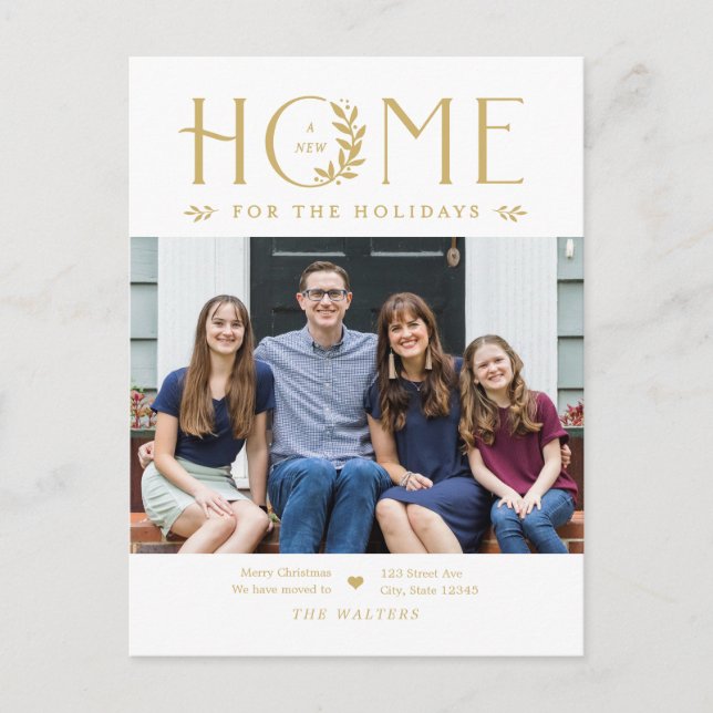 Holiday Home Photo Moving Announcement Postcard (Front)