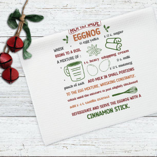 Holiday Homemade Eggnog Recipe Christmas Tea Towel