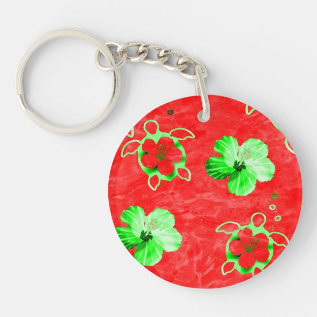 Holiday Honu Turtles Key Ring (Front)