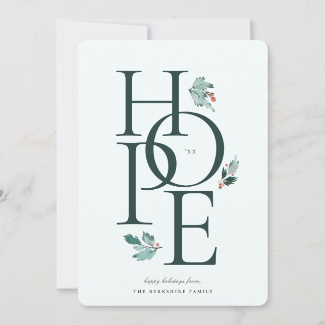 Holiday Hope Modern Botanical Berry Card (Front)