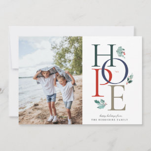 Holiday Hope Modern Botanical Berry Photo Colourfu Card
