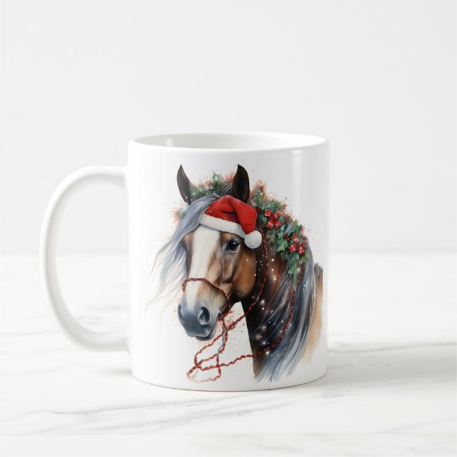 Holiday horse Christmas coffee mug (Left)