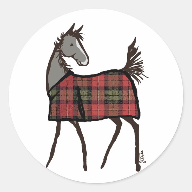Holiday Horse Foal with Blanket Christmas Classic Round Sticker (Front)