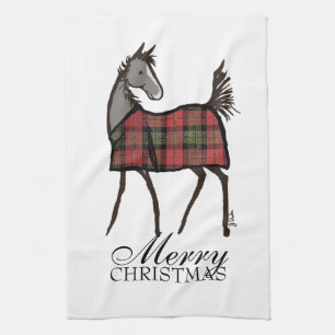 Holiday Horse Foal with Blanket Christmas Tea Towel