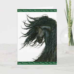 Holiday Horse Greetings Friesian by Bihrle