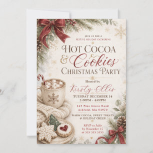 Holiday Hot Cocoa & Cookies Christmas Party Invitation