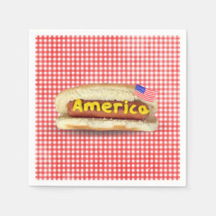 Holiday Hot Dog on Gingham Napkin