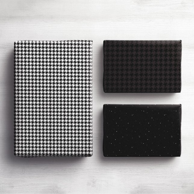 Holiday houndstooth classic black and white wrapping paper sheet (Creator Uploaded)
