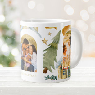 Holiday Houses Three Photo Christmas Large Coffee Mug
