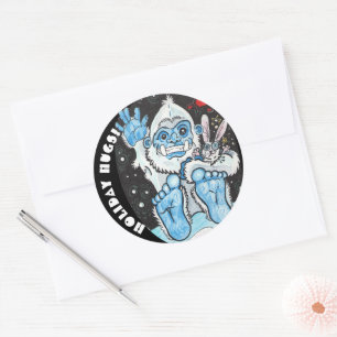 Holiday Hugs Yeti! Classic Round Sticker