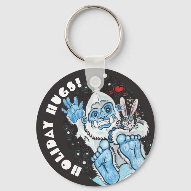 Holiday Hugs Yeti! Key Ring (Front)