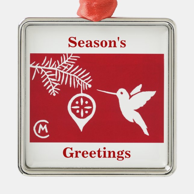 Holiday Hummingbird Deluxe Metal Ornament (Front)