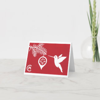 Holiday Hummingbird Greeting Card in Red