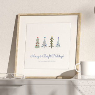 Holiday Hygge Forest blue and white Photo Print