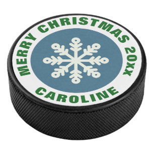 Holiday Ice Hockey Puck/ Christmas Snowflake Puck