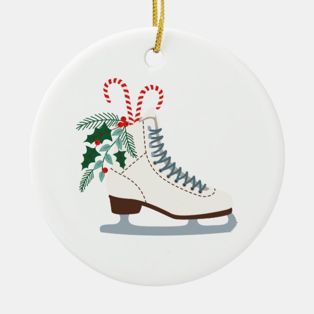 Holiday Ice Skate Ceramic Ornament (Front)